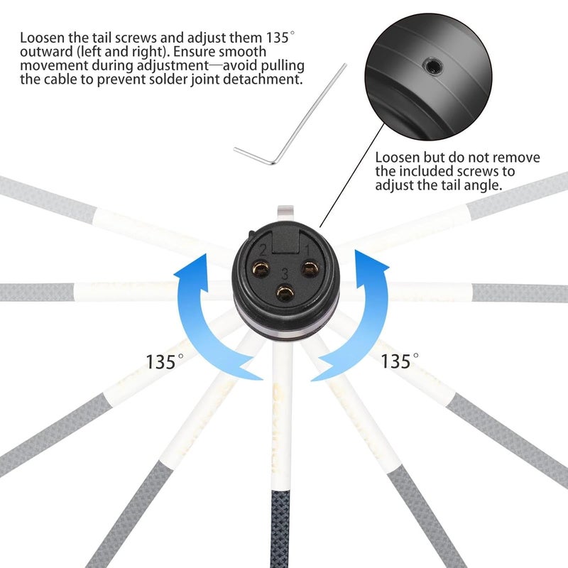 Devinal Right Angle XLR Cable, 360 Degree Rotatable Angle Female XLR to 360 Degree Rotatable Angle Male XLR Microphone Mic Cable Cord Adapter 6 FT 2 pcs - Image 3